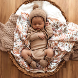 Fawn Merino Wool Baby Bonnet & Booties