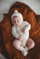 Ivory Merino Wool Baby Bonnet & Booties