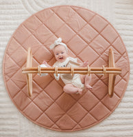 Vegan Leather Quilted Playmat Round - Rose Pink